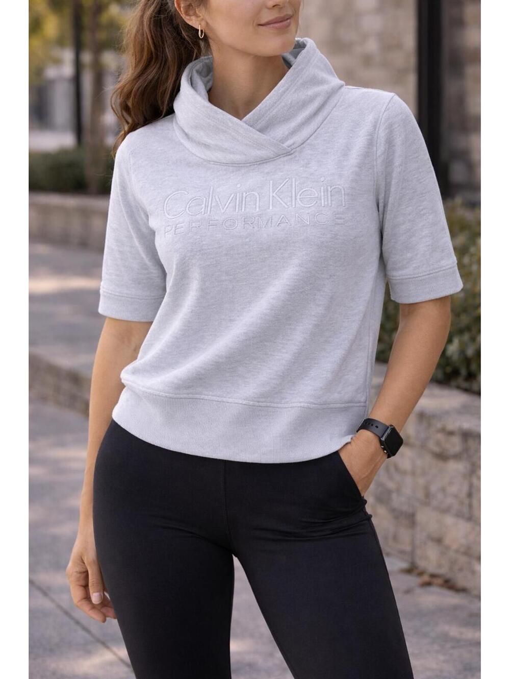 Calvin Klein Performance Sweatshirt Womens Medium Purple Cowl Neck Pullover Top